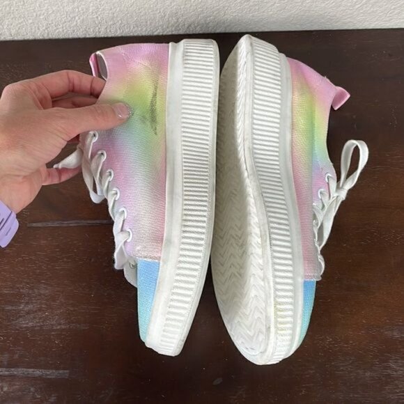 New BP Sonny Fab Platform Sneaker in Pastel Tie Dye Rainbow Sz 9 - Picture 7 of 10